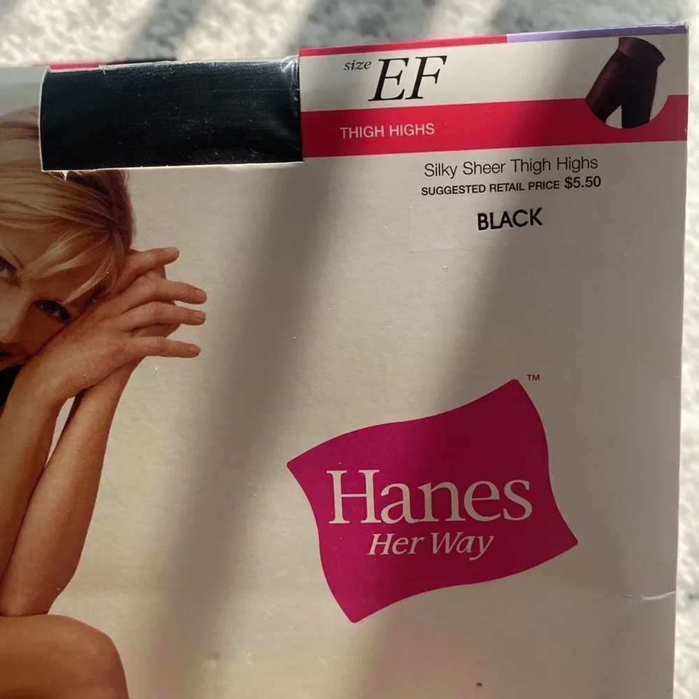 3 VTG Hanes Hosiery Silk Reflections Control‎ Top Pantyhose Sandalfoot size EF